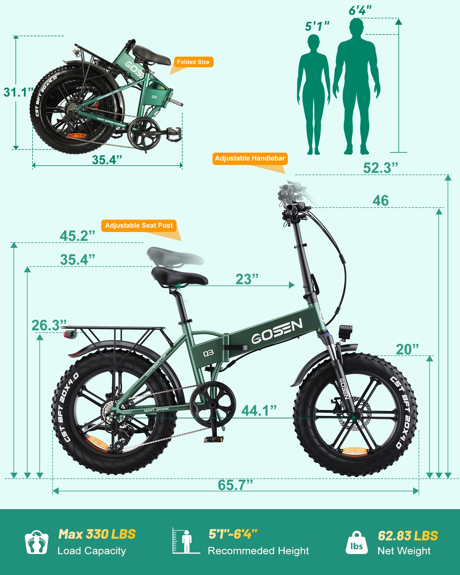 GOSEN Q3 Folding Electric Bike to CA