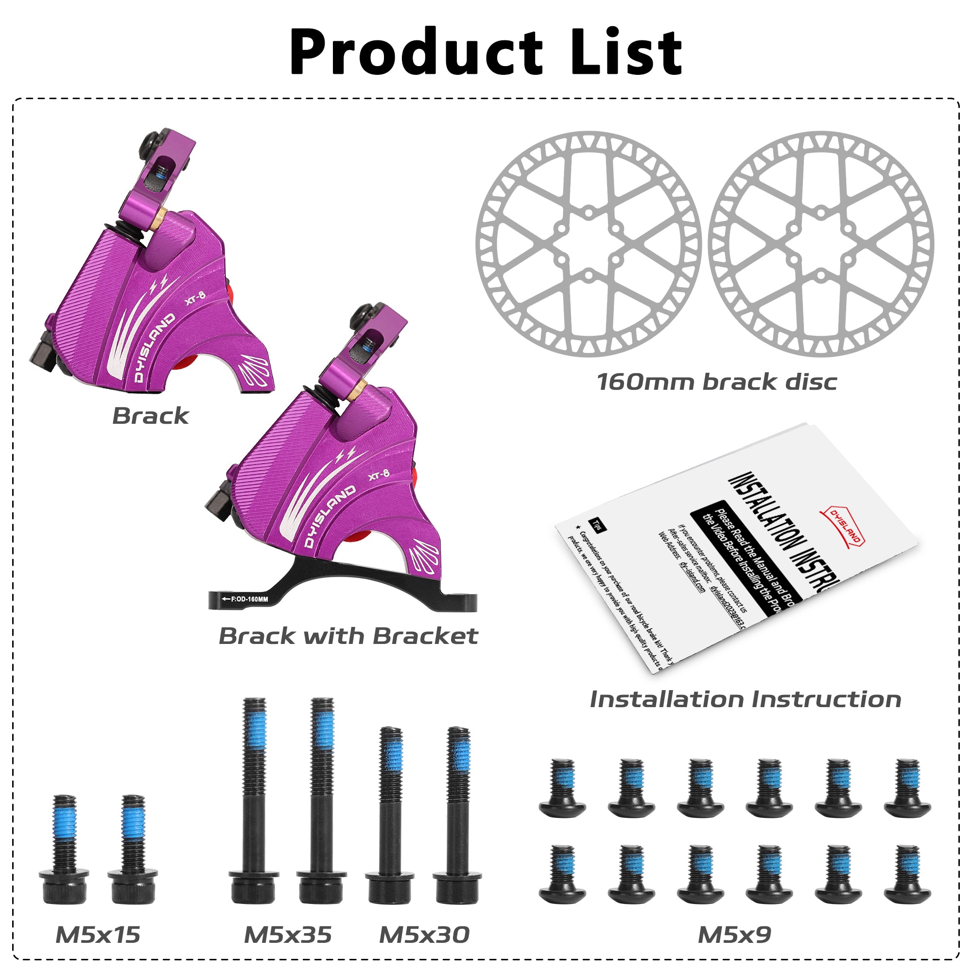DYISLAND XT-8 Cable Actuated Road Bicycle Hydraulic Disc Brakes kit