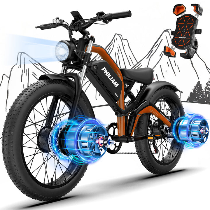 Philiam  FX1  52V 20Ah 750W Peak Dual Motor Ebike 35MPH E Bikes