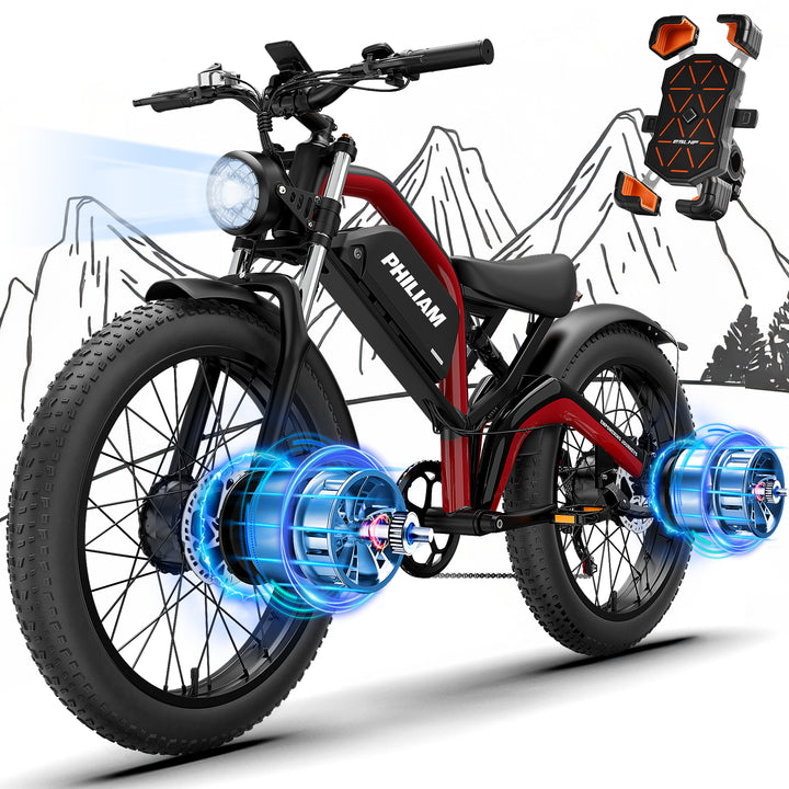 Philiam  FX1  52V 20Ah 750W Peak Dual Motor Ebike 35MPH E Bikes