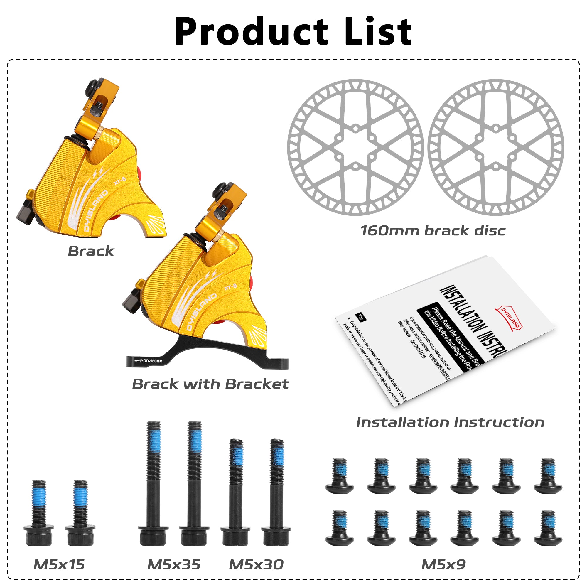 DYISLAND XT-8 Cable Actuated Road Bicycle Hydraulic Disc Brakes kit