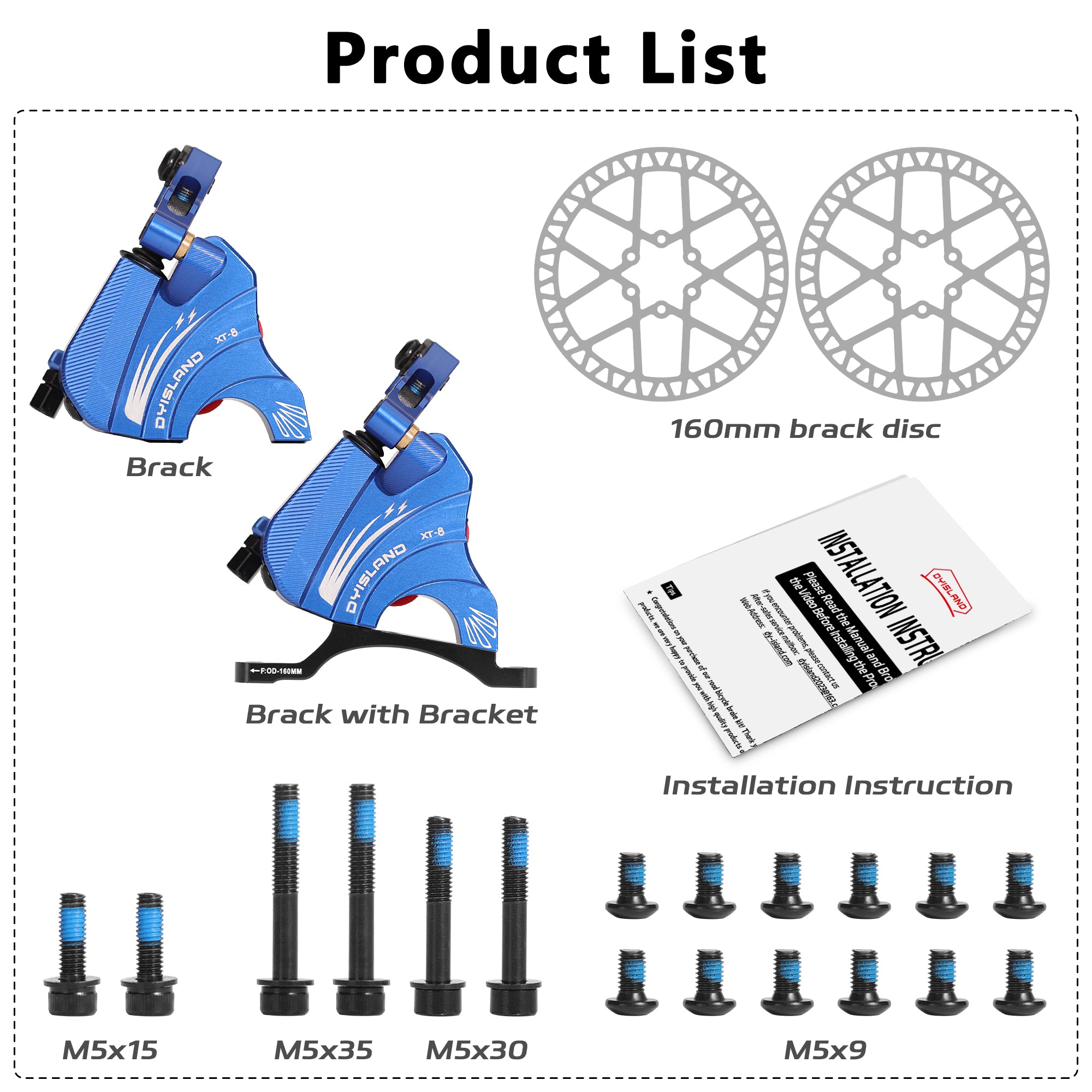 DYISLAND XT-8 Cable Actuated Road Bicycle Hydraulic Disc Brakes kit