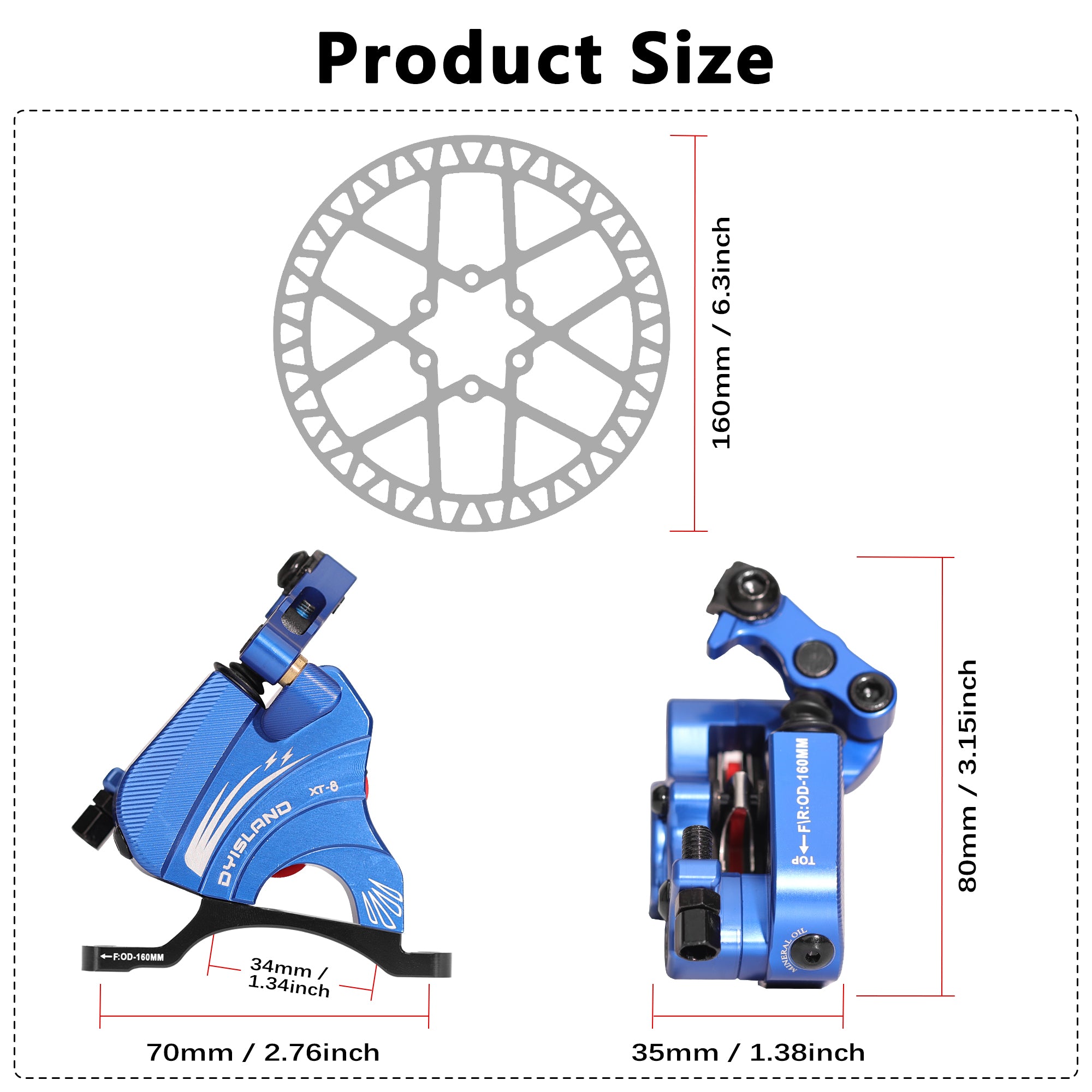 DYISLAND XT-8 Cable Actuated Road Bicycle Hydraulic Disc Brakes kit