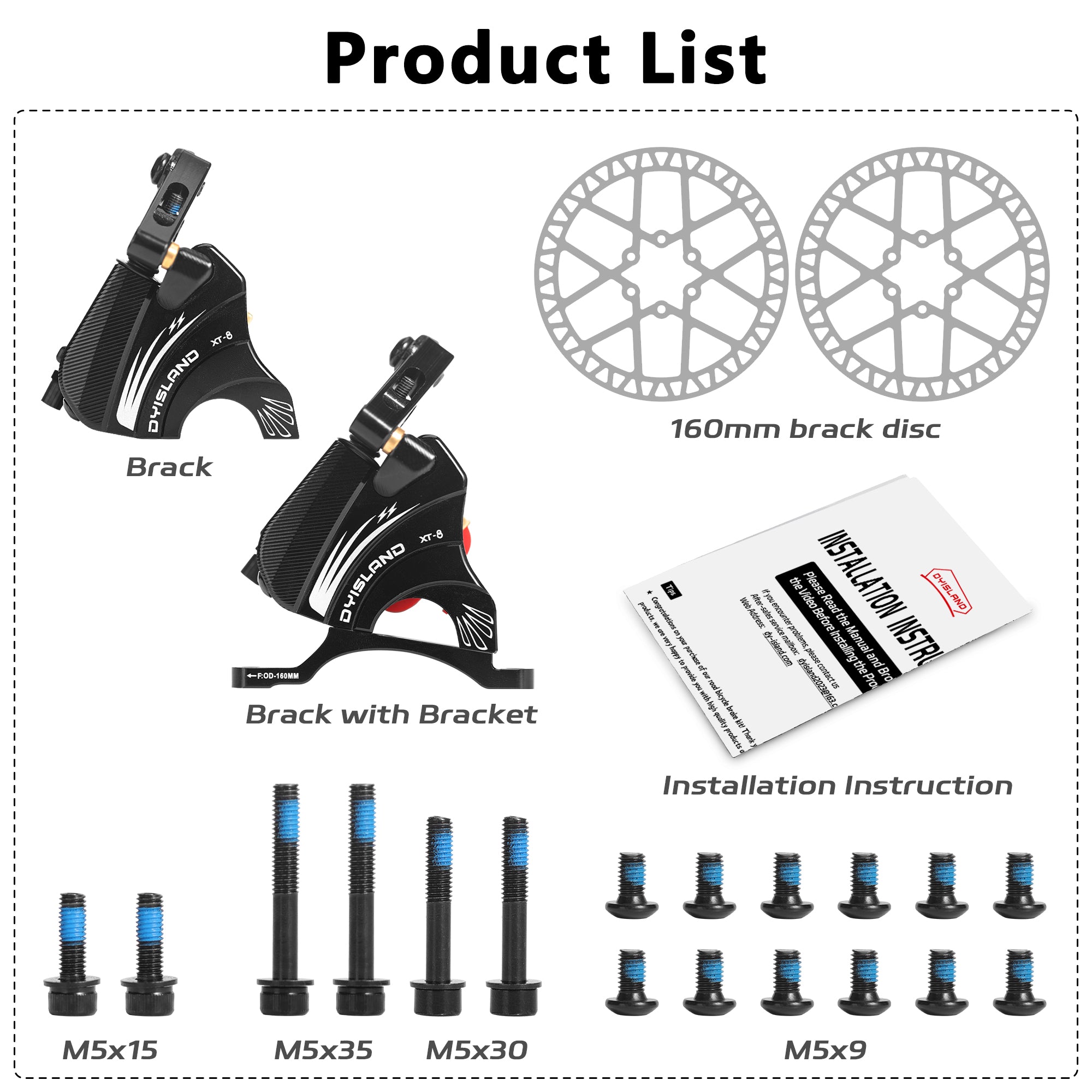 DYISLAND XT-8 Cable Actuated Road Bicycle Hydraulic Disc Brakes kit