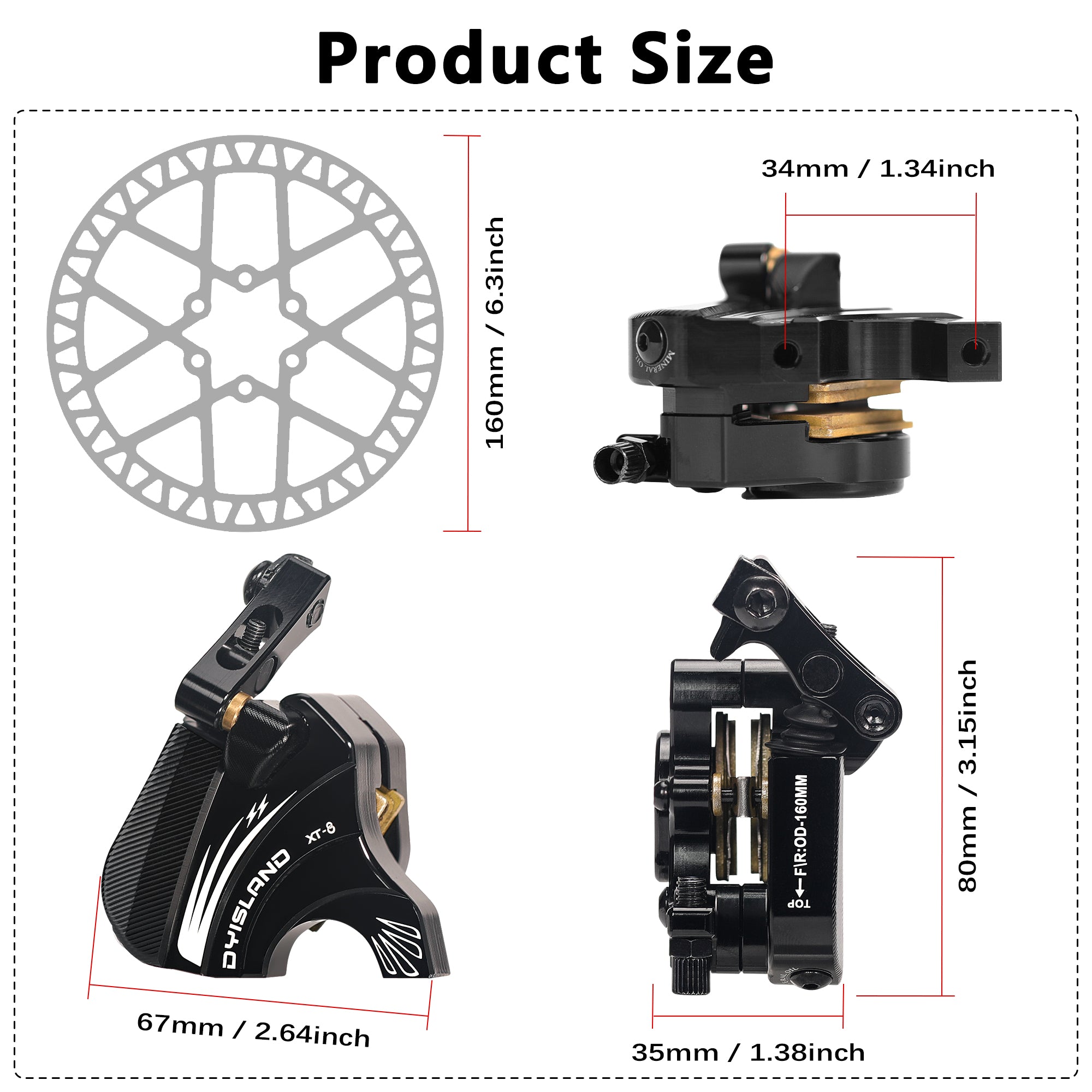 DYISLAND XT-8 Cable Actuated Road Bicycle Hydraulic Disc Brakes kit