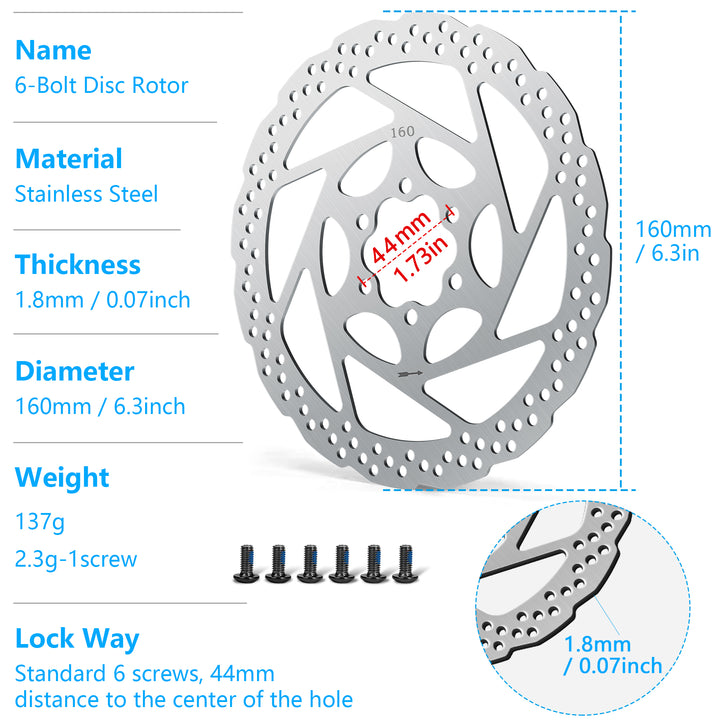 Bicycle Stainless Steel Disc Brake Disc 1.8 Thickness