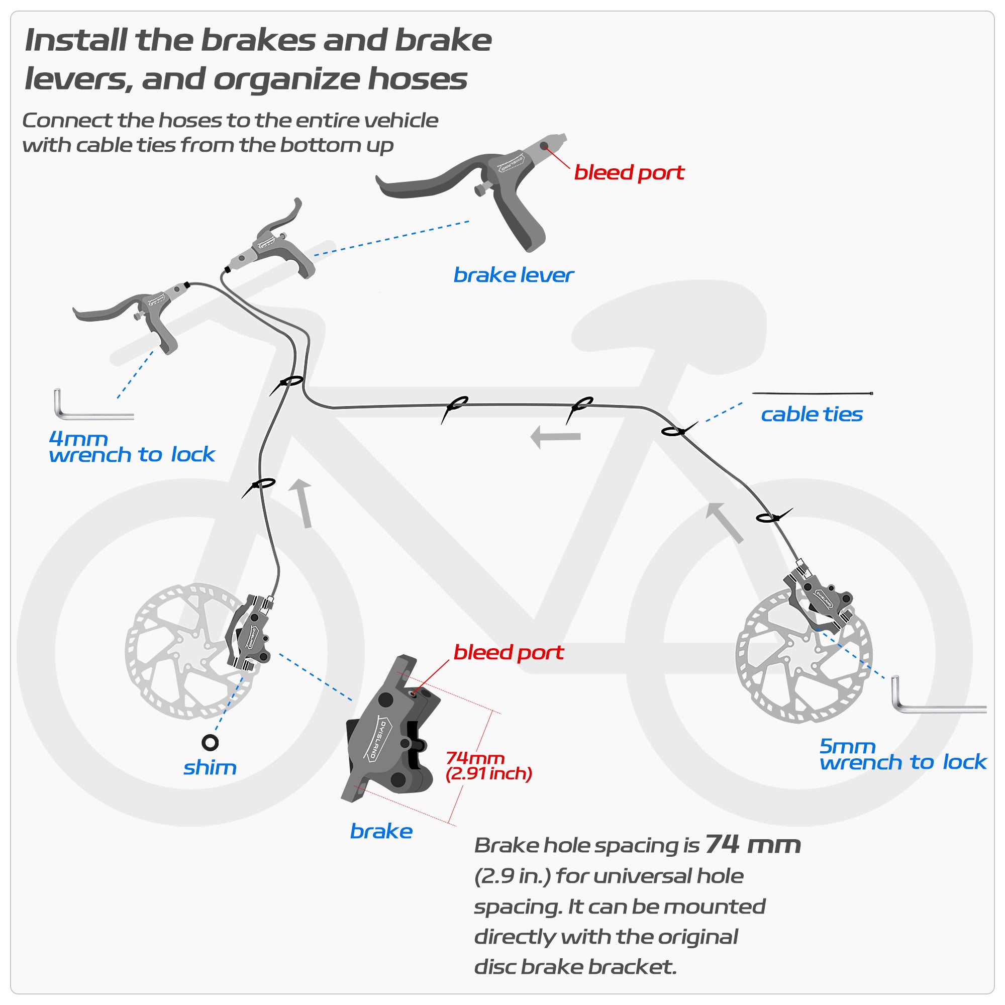 DYISLAND SD-200 2-Pistons Hydraulic Disc Brake Set For MTB