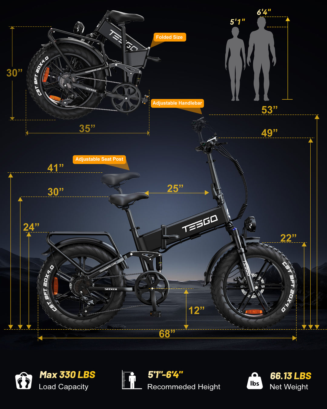 TESGO Seeker Hum Folding Electric Bike to US
