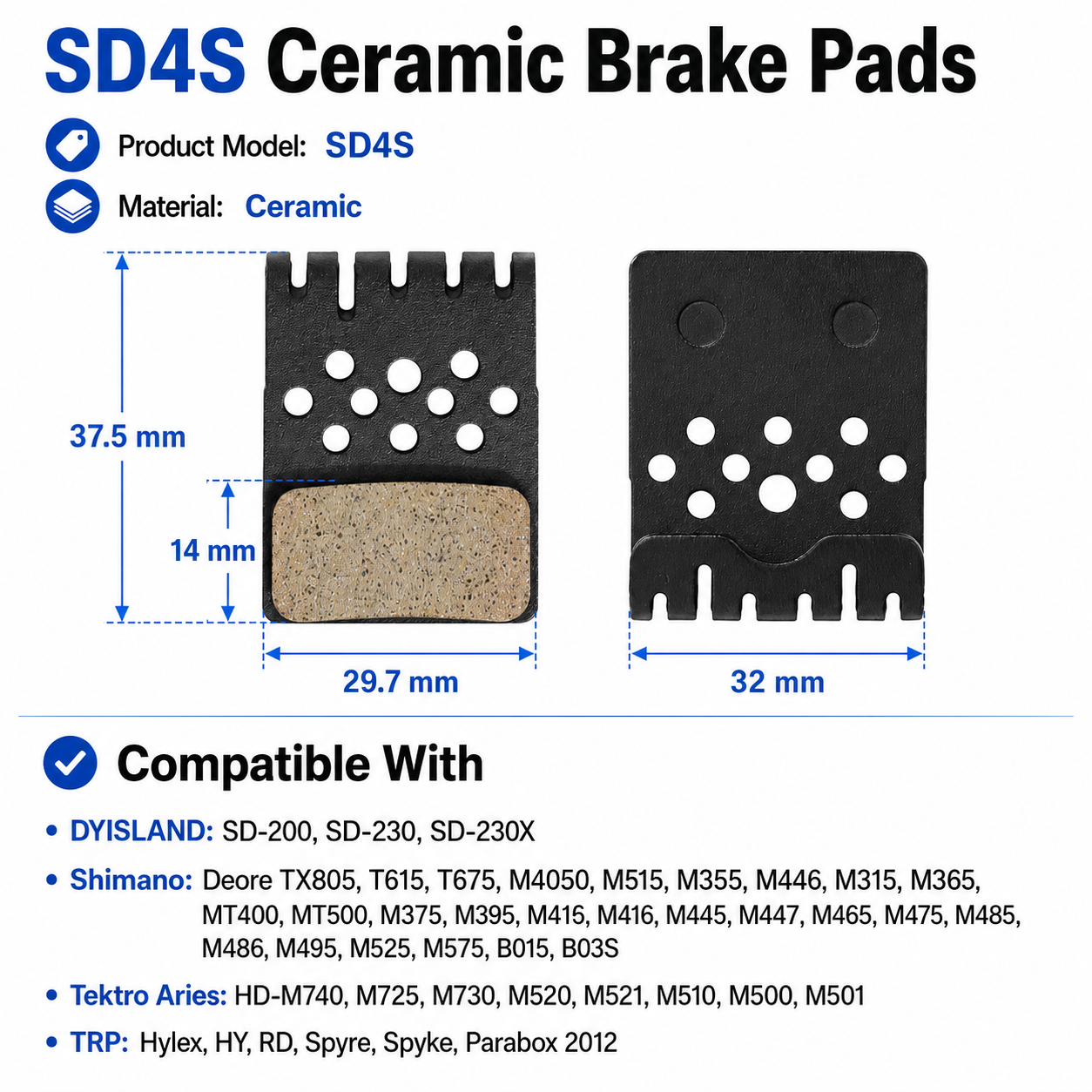 DYISLAND SD4S Ceramic Brake Pads