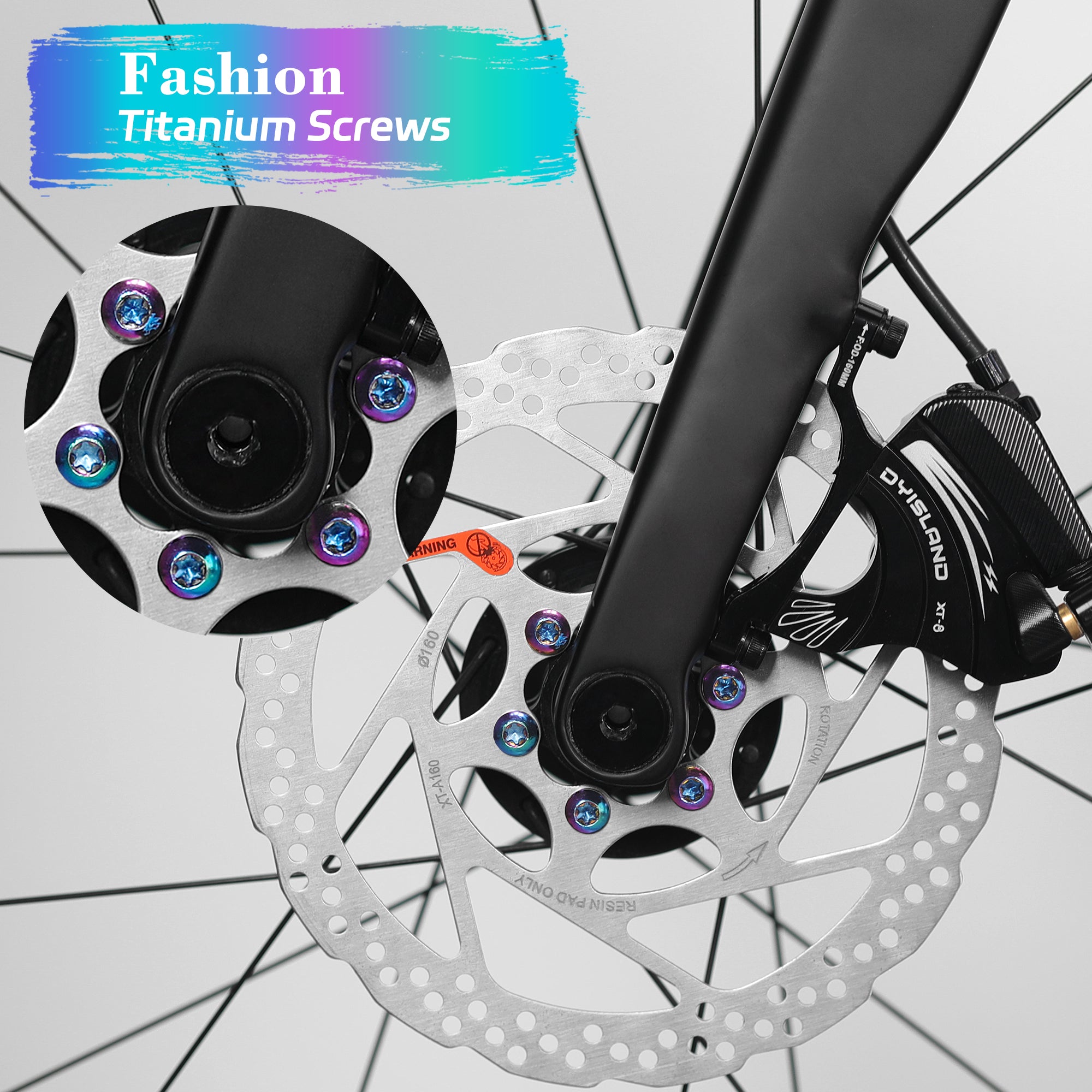 DYISLAND 12Pcs Titanium Rotor Bolts, Bike Disc Brake Rotor Screws Bolts, M5x10mm (Colorful)