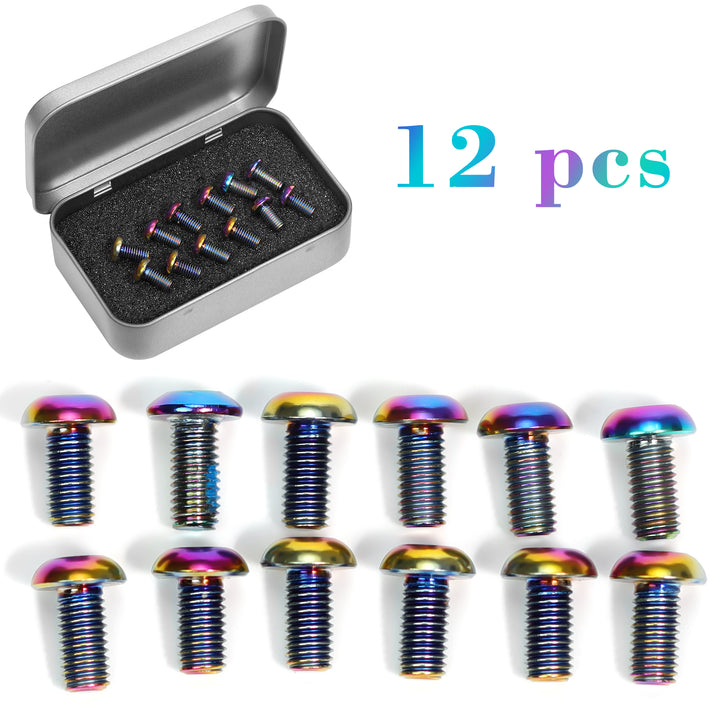 DYISLAND 12Pcs Colorful Titanium Bolts, Bicycle Disc Brake Rotor Bolts Screws (M5x10mm)…