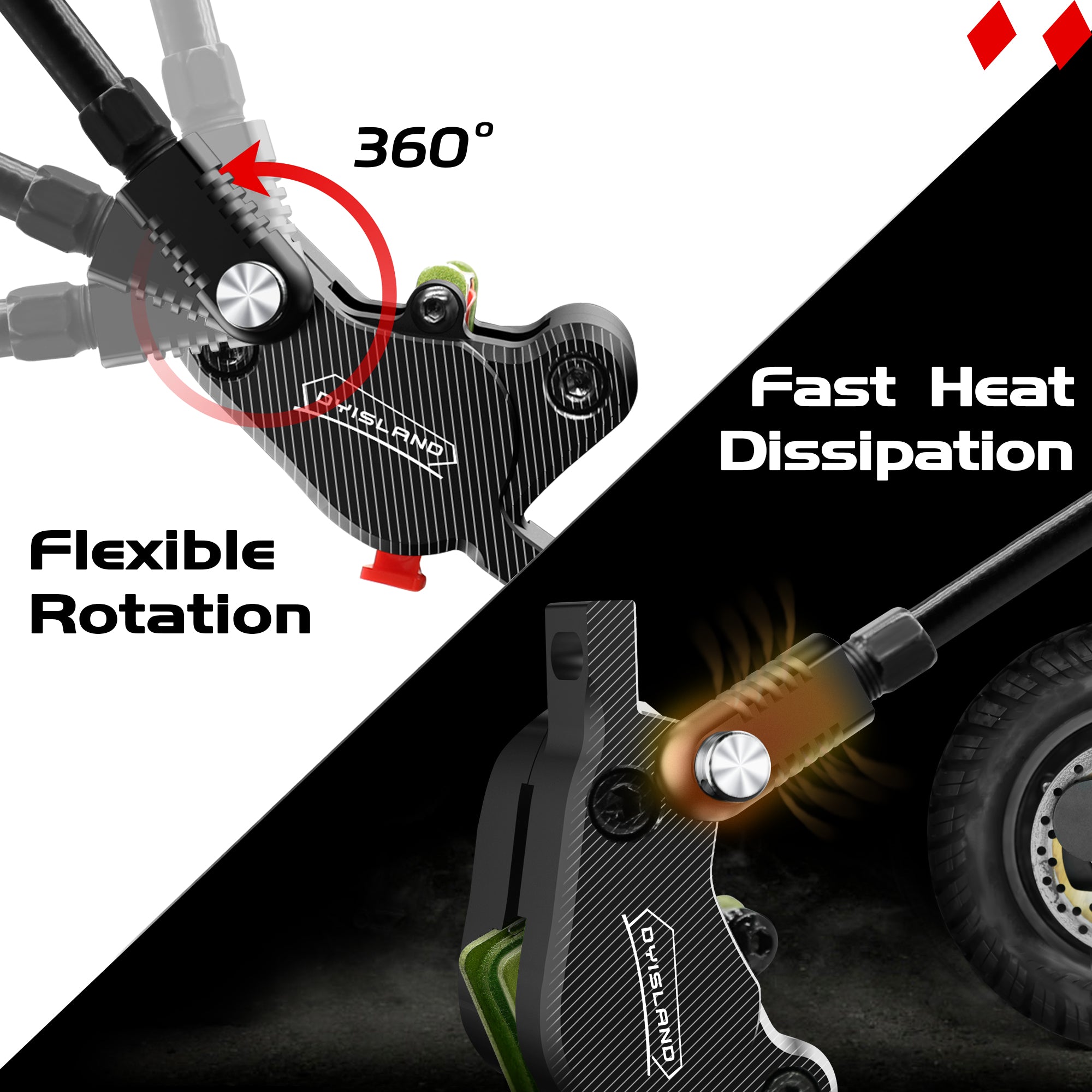 DYISLAND LD-240 Dual-Piston E-Scooters Hydraulic Disc Brake Kit for KUKirin G2 Master / G2 Max Electric Scooters