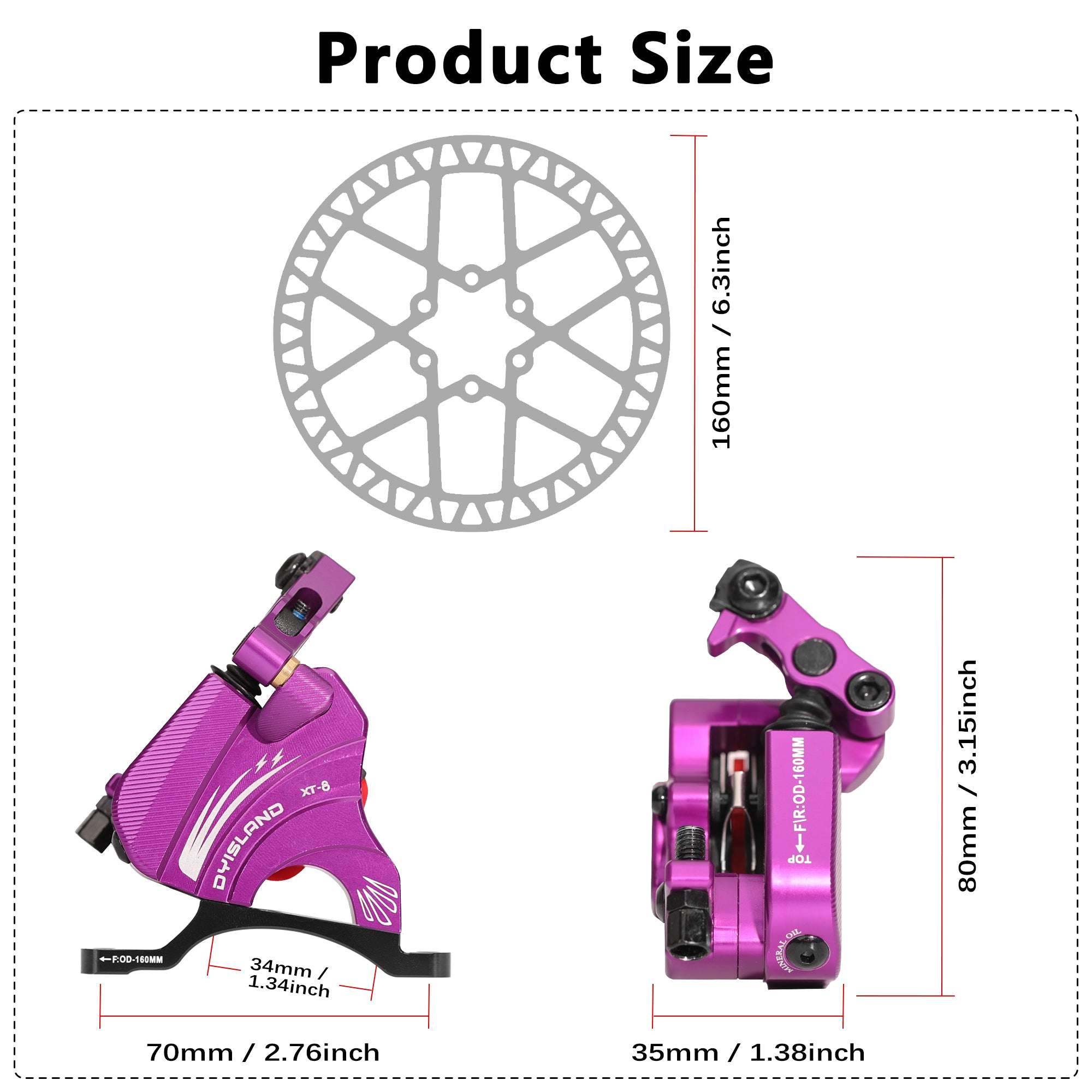 DYISLAND XT-8 Cable Actuated Road Bicycle Hydraulic Disc Brakes kit