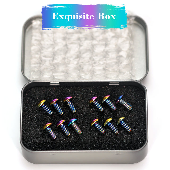 DYISLAND 12Pcs Titanium Rotor Bolts, Bike Disc Brake Rotor Screws Bolts, M5x10mm (Colorful)
