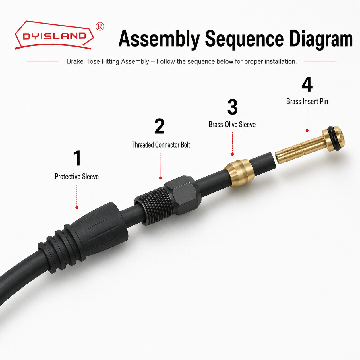 DYISLAND Hydraulic Brake Hose Connector Pin BH59/BH10 Oil Needle Olive Head Tightening Screw Protective Cover