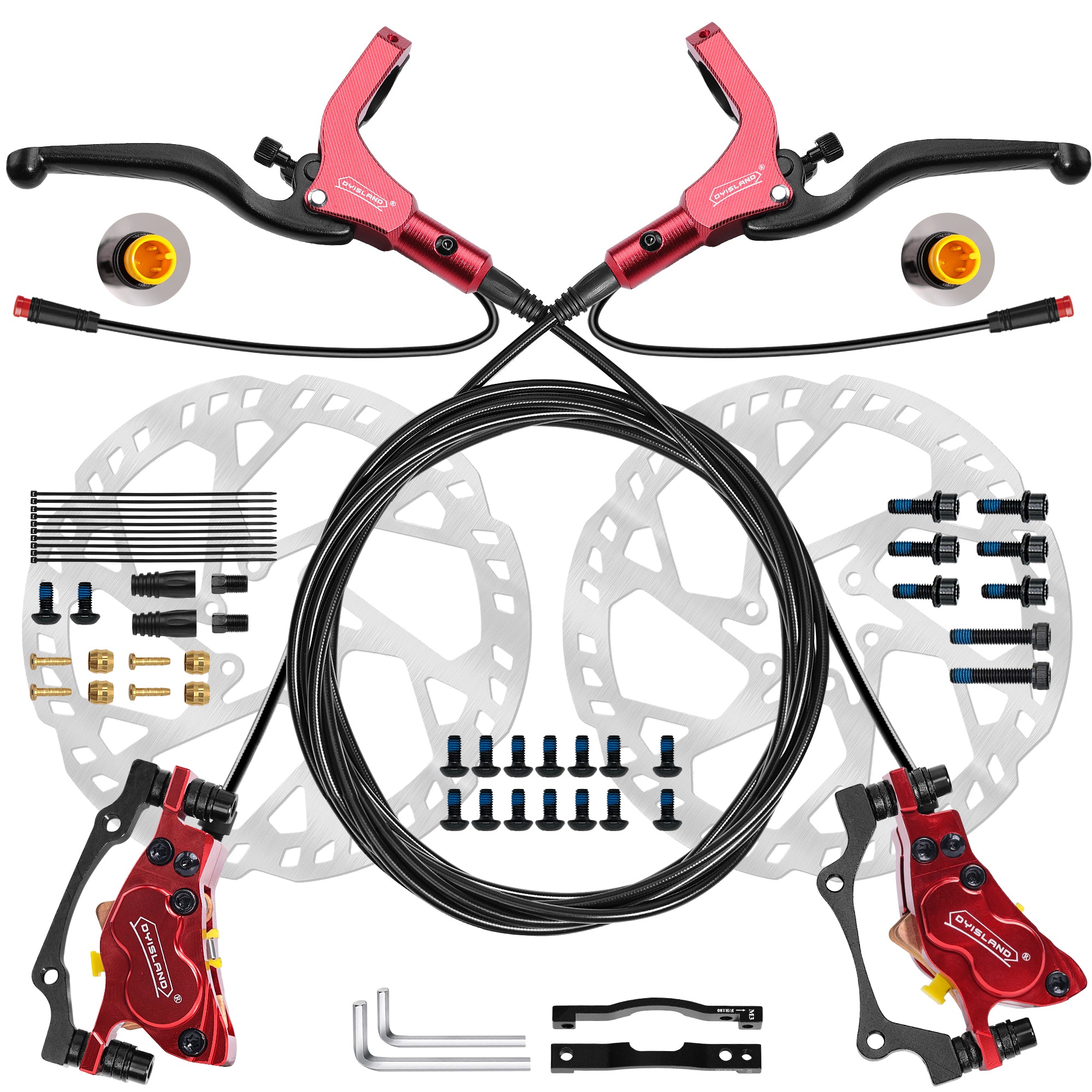 DYISLAND LD4X-300 4-Pistons Hydraulic Disc Brake Set for E-Bike
