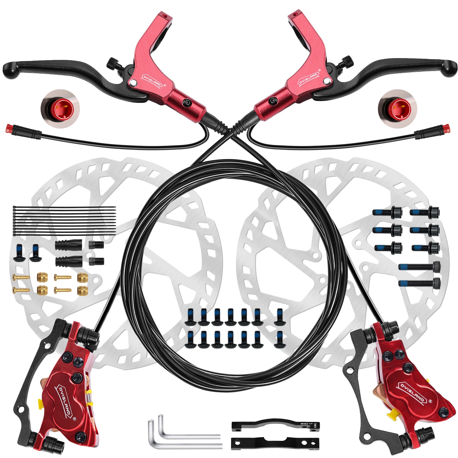 DYISLAND LD4X-300 4-Pistons Hydraulic Disc Brake Set  for E-Bike