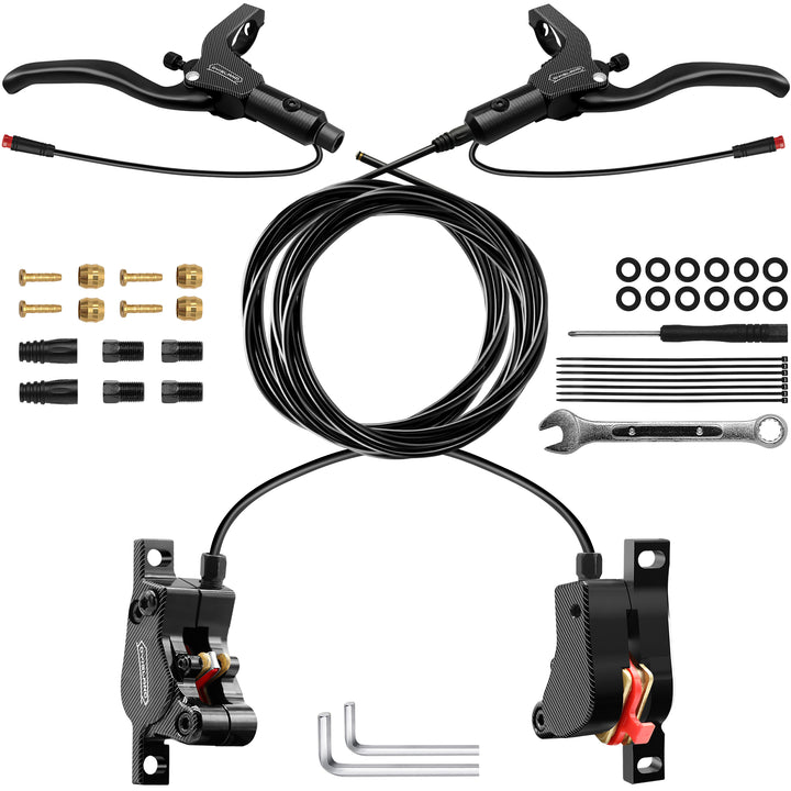 DYISLAND LD-200 2-Pistons Hydraulic Disc Brake Set for ebike,2-PIN Power-Off Electric Bike Hydraulic Brake kit，Hydraulic Brake Kits with mounting Tools and Screws