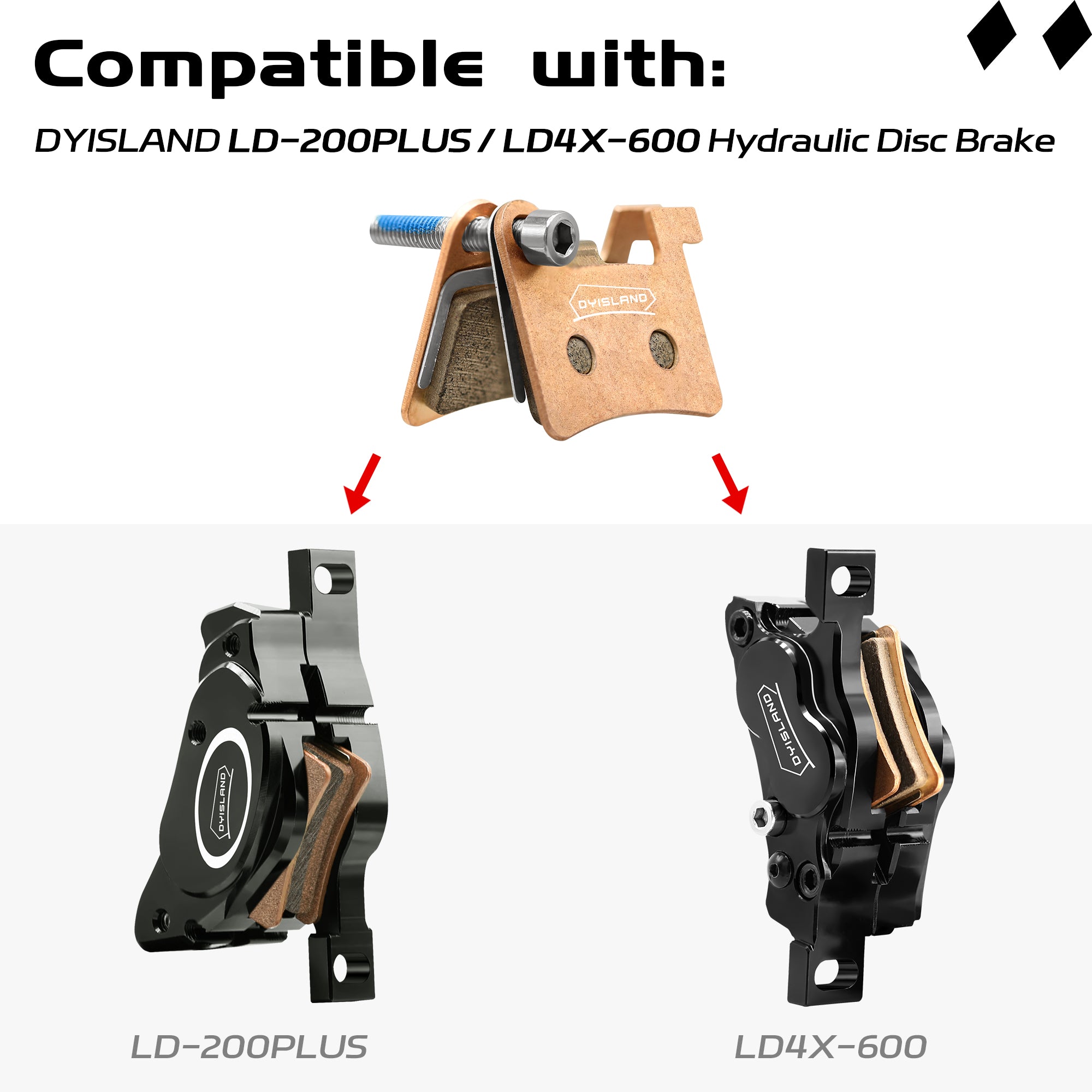 DYISLAND MT600 Electric Bike Disc Brake Pad Two Pairs Suitable LD 200 dyisland