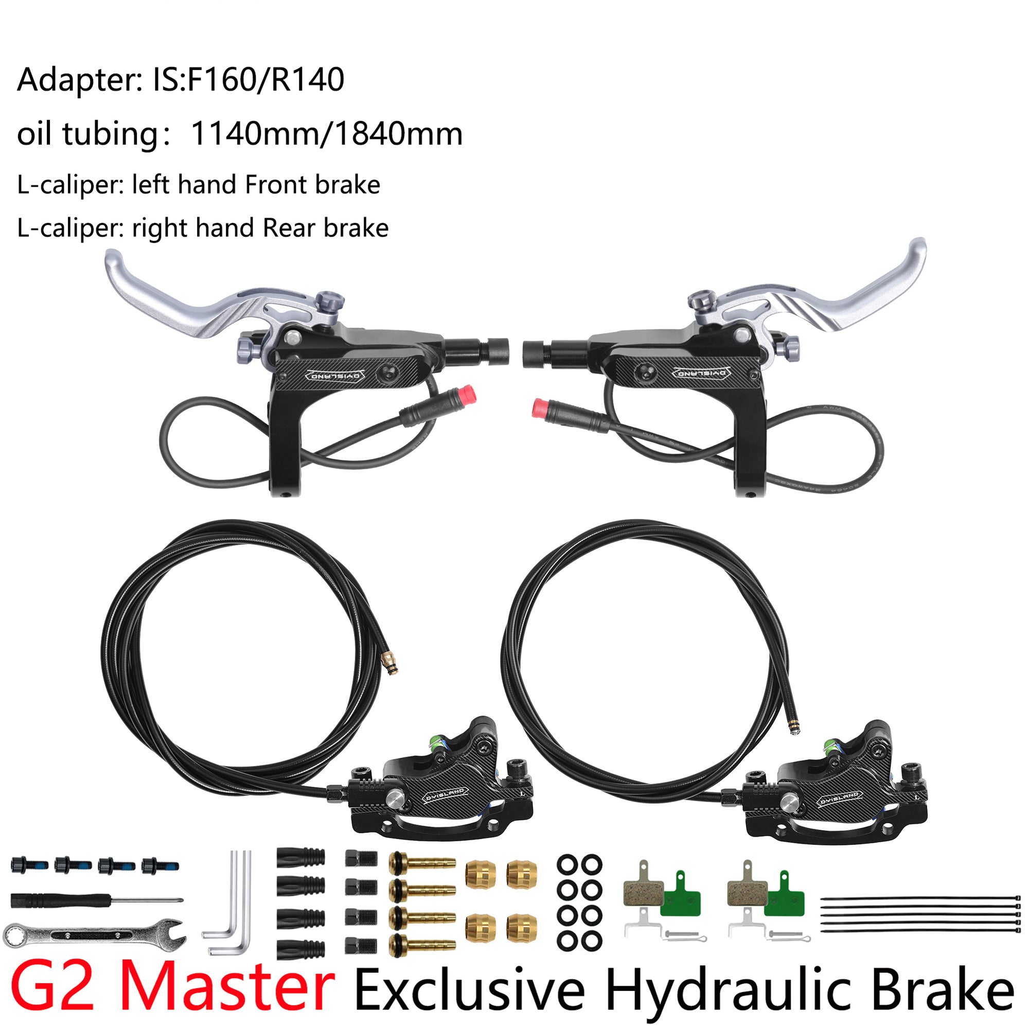 DYISLAND LD-240 Dual-Piston E-Scooters Hydraulic Disc Brake Kit for KUKirin G2 Master / G2 Max Electric Scooters