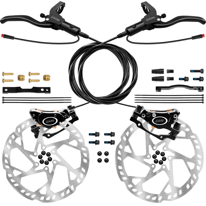 DYISLAND LD-200PLUS E-Bike 2-Pistons Hydraulic Disc Brake Set 2-PIN Power-Off Electric Induction Control System Hydraulic Brake Sets