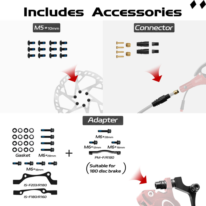 DYISLAND LD-200PLUS E-Bike 2-Pistons Hydraulic Disc Brake Set 2-PIN Power-Off Electric Induction Control System Hydraulic Brake Sets