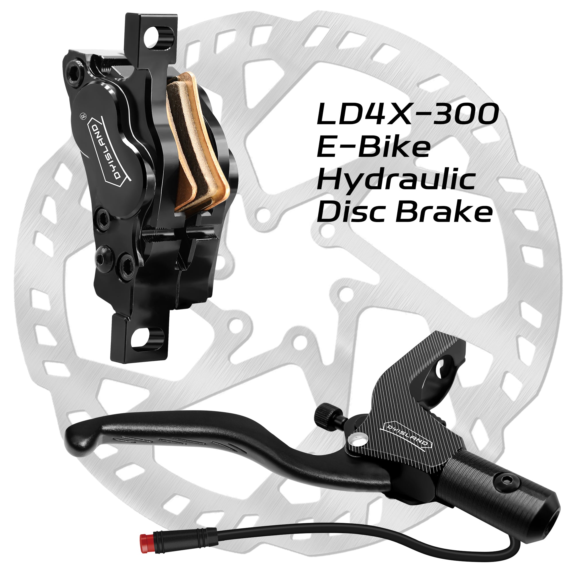 DYISLAND LD4X-300 4-Pistons Hydraulic Disc Brake Set for E-Bike
