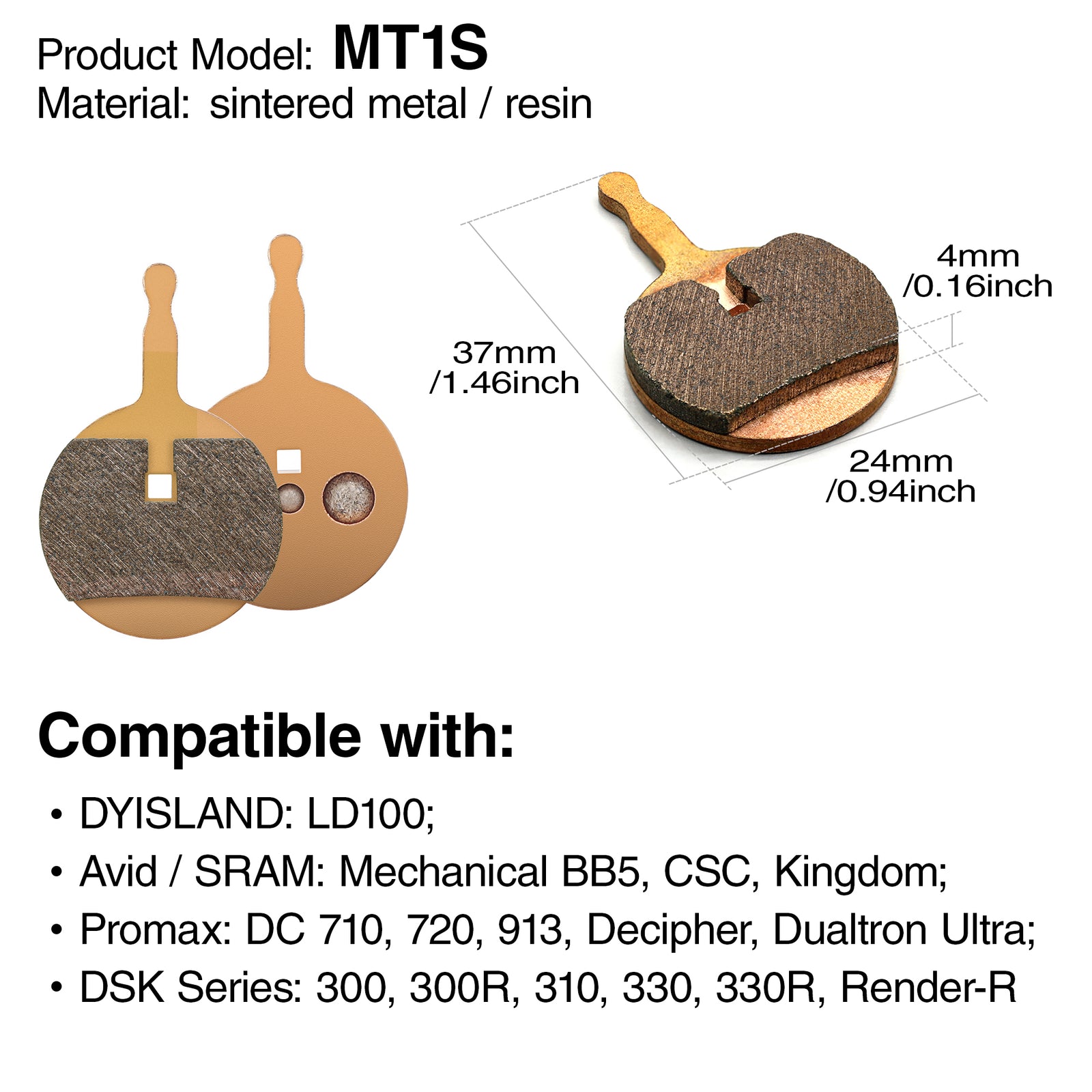 DYISLAND MT1S Bike Brake Pads
