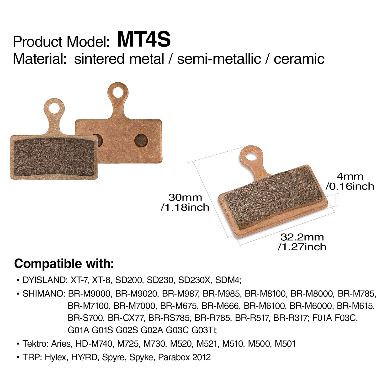 DYISLAND MT4S Bicycle Brake Pads