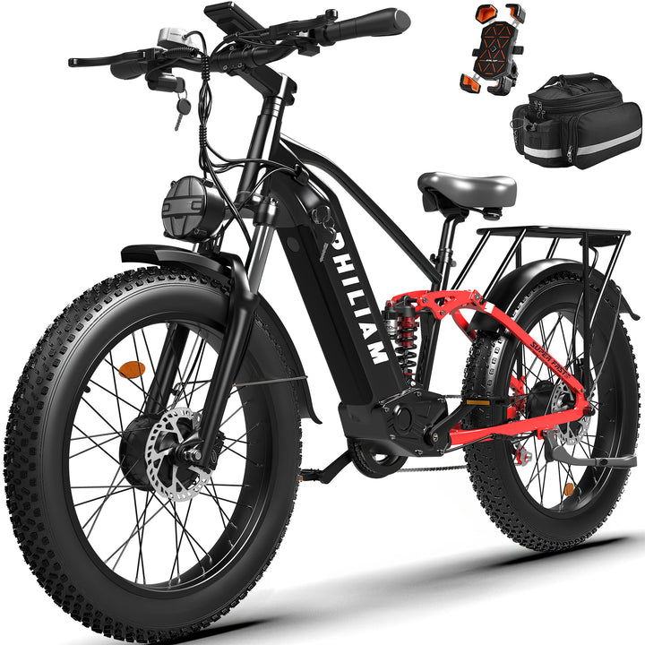 PHILIAM F3 PRO Dual Motor E-Bike, 3000W Peak Power, 52V 23Ah Battery, 37 MPH Top Speed, 100-Mile Range, Full Suspension Fat Tire (EU)