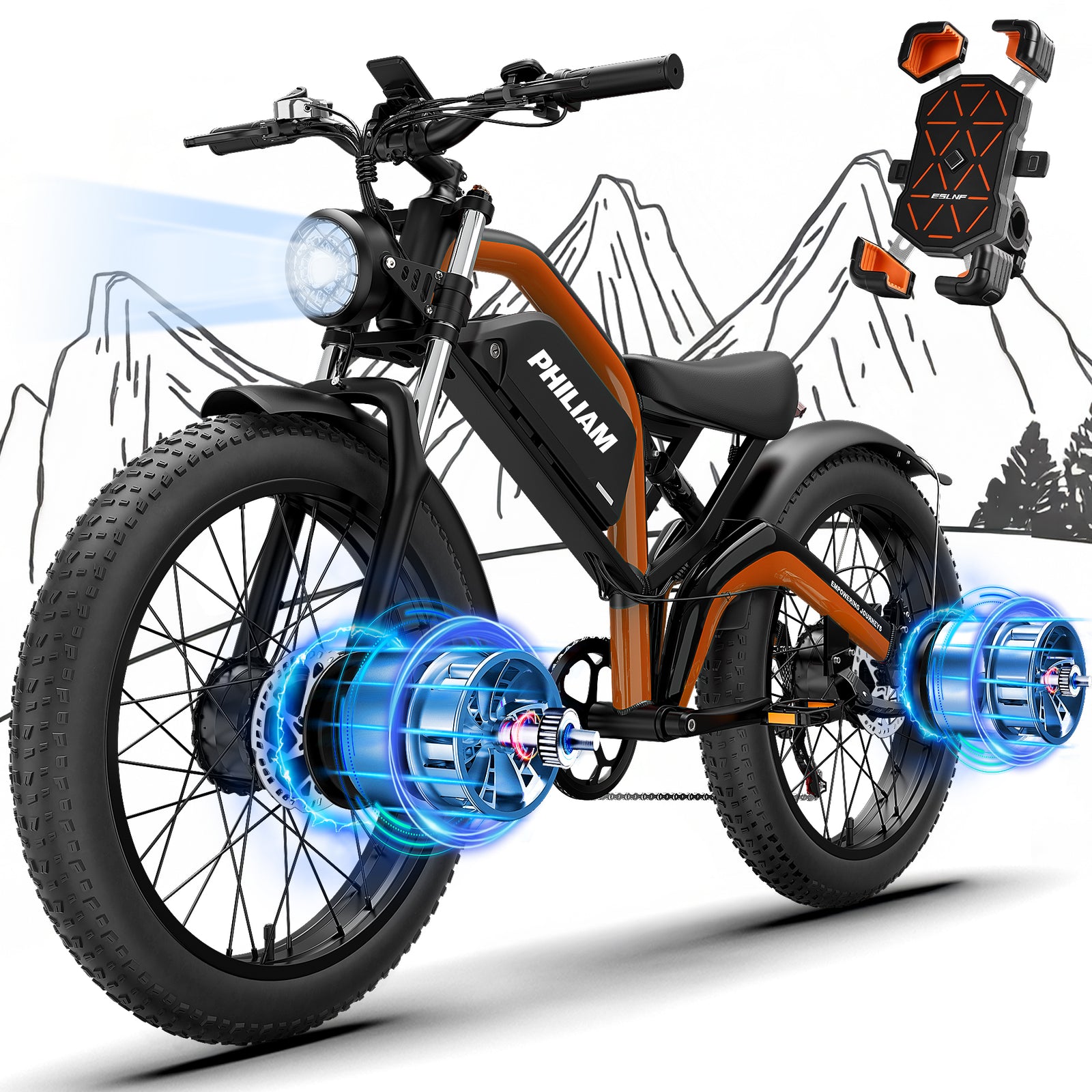 Philiam  FX1  52V 20Ah 750W Peak Dual Motor Ebike 35MPH E Bikes