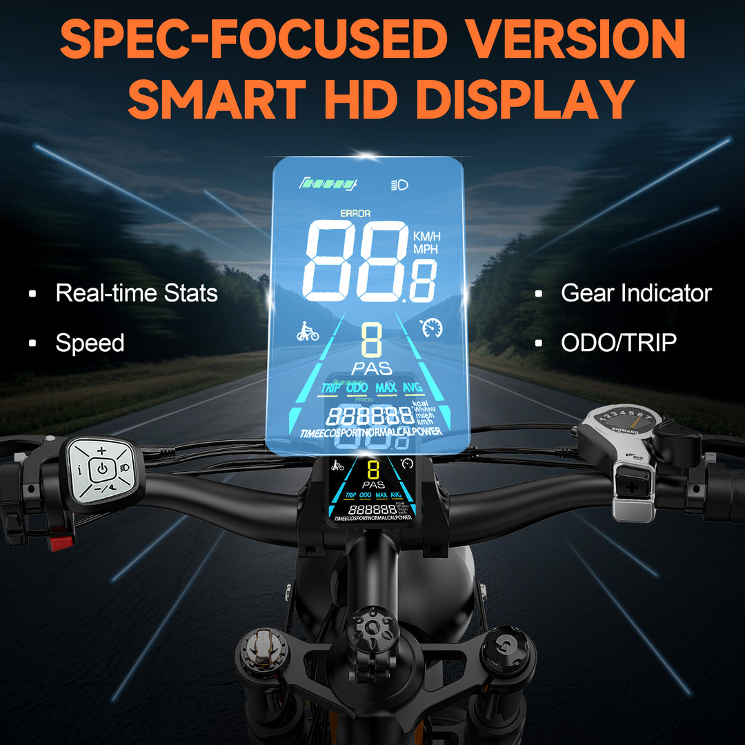 Philiam FX1 52V 32/23AH Battery, 5000W/3000W Peak Dual Motor 26”Fat Tire Full Suspension E-Bike