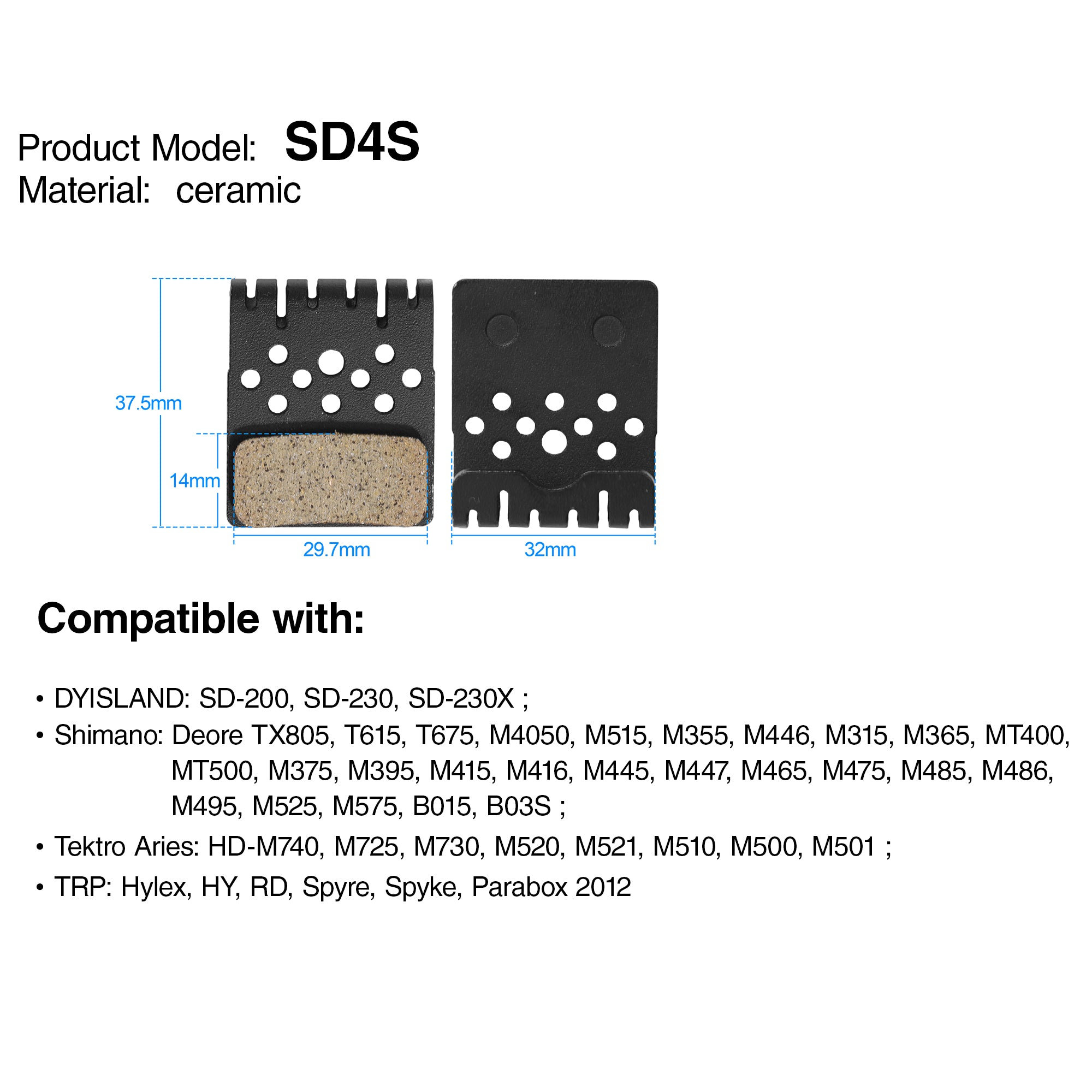DYISLAND SD4S Ceramic Brake Pads