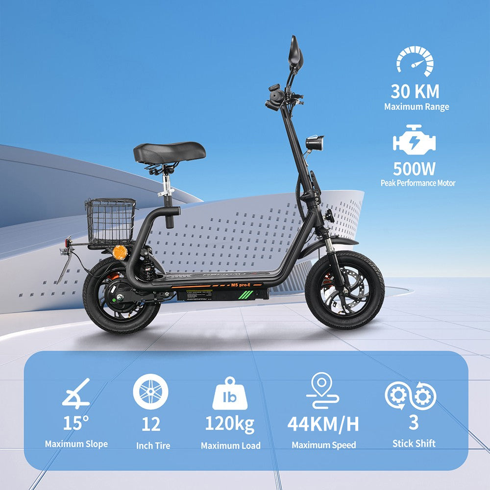 TWOFISH M5 Pro-E Electric Scooter with Seat & Basket (EU)
