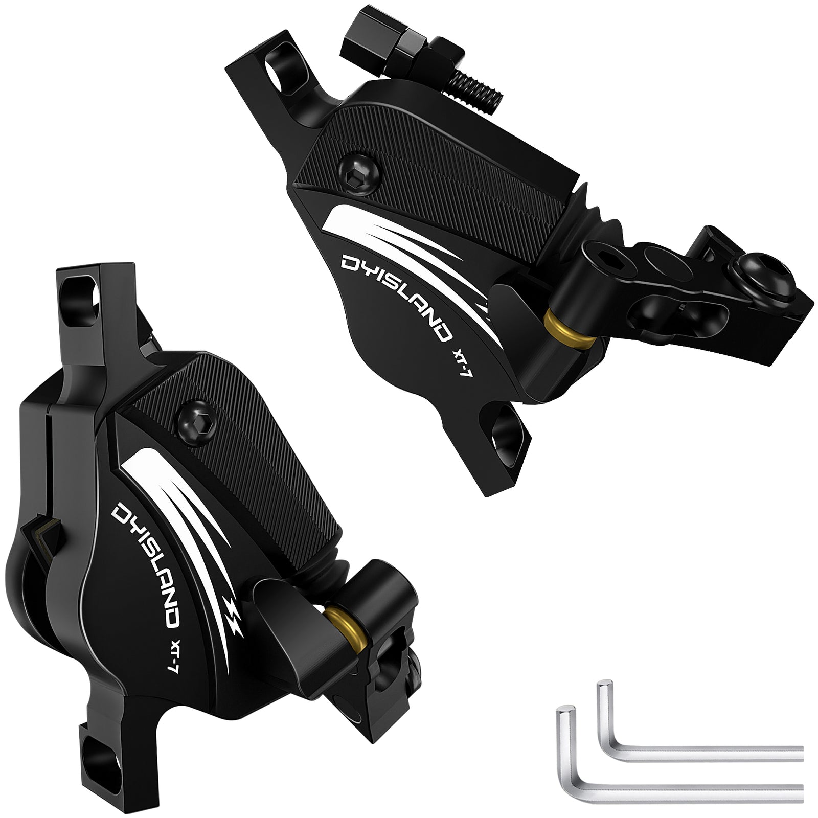 DYISLAND XT-7 Hydraulic Disc Brakes Calipers,Line Pulling/Cable Actuated Front & Rear Brake Calipers for MTB/Mountain Bike/E-Bike.