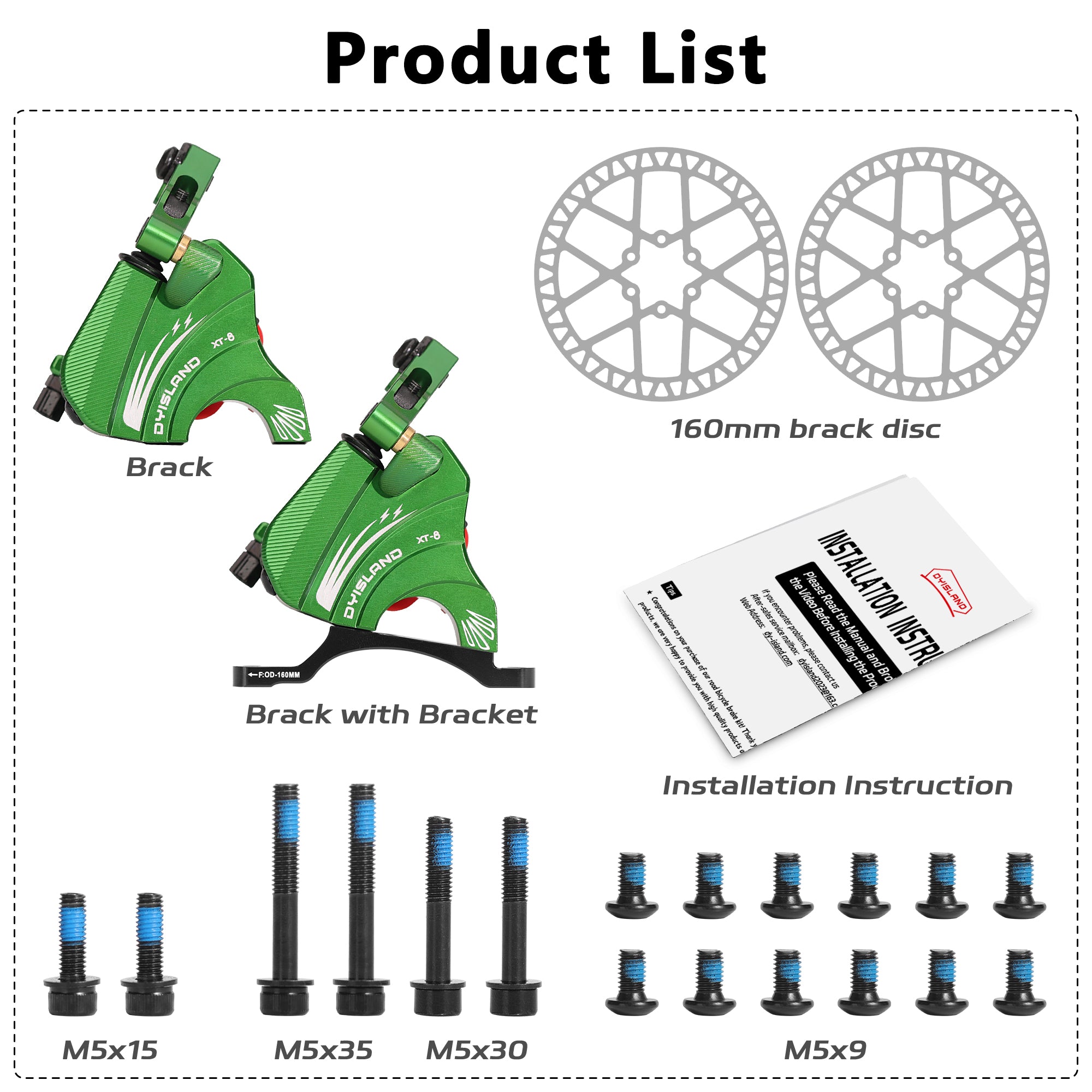 DYISLAND XT-8 Cable Actuated Road Bicycle Hydraulic Disc Brakes kit