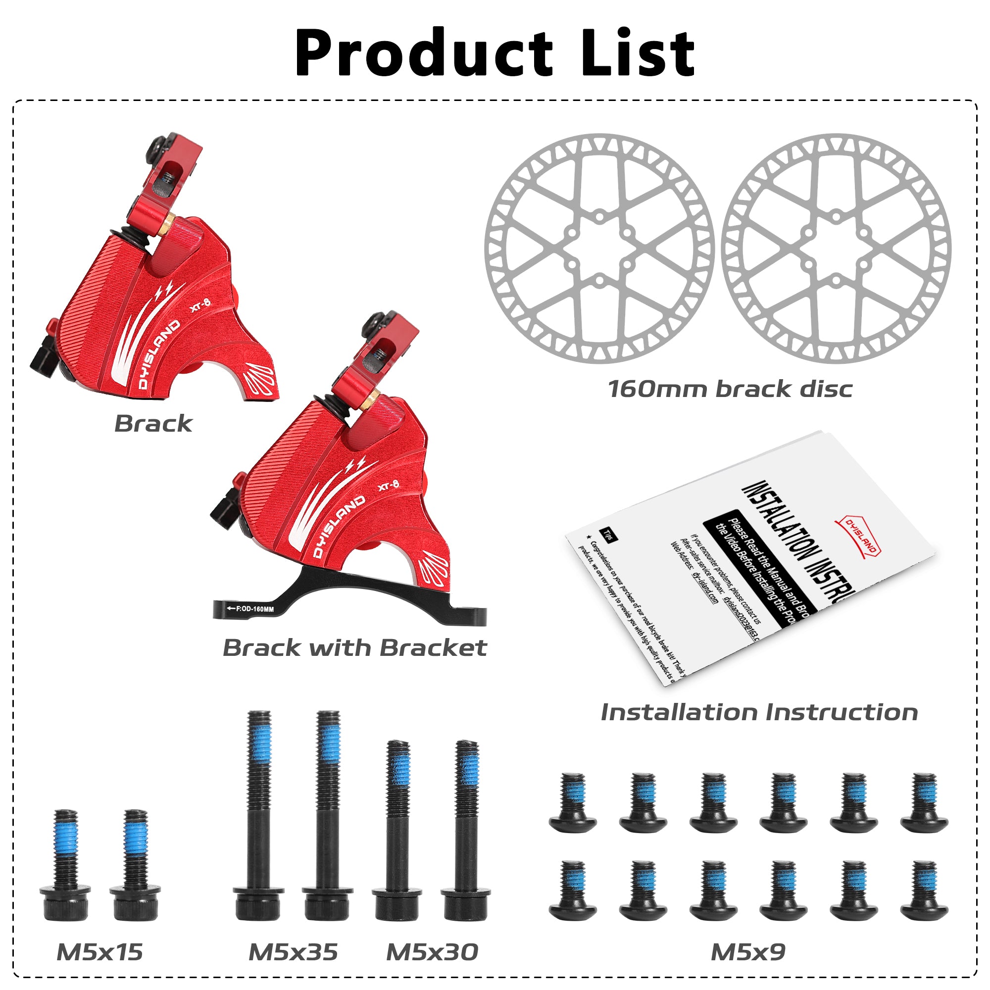 DYISLAND XT-8 Cable Actuated Road Bicycle Hydraulic Disc Brakes