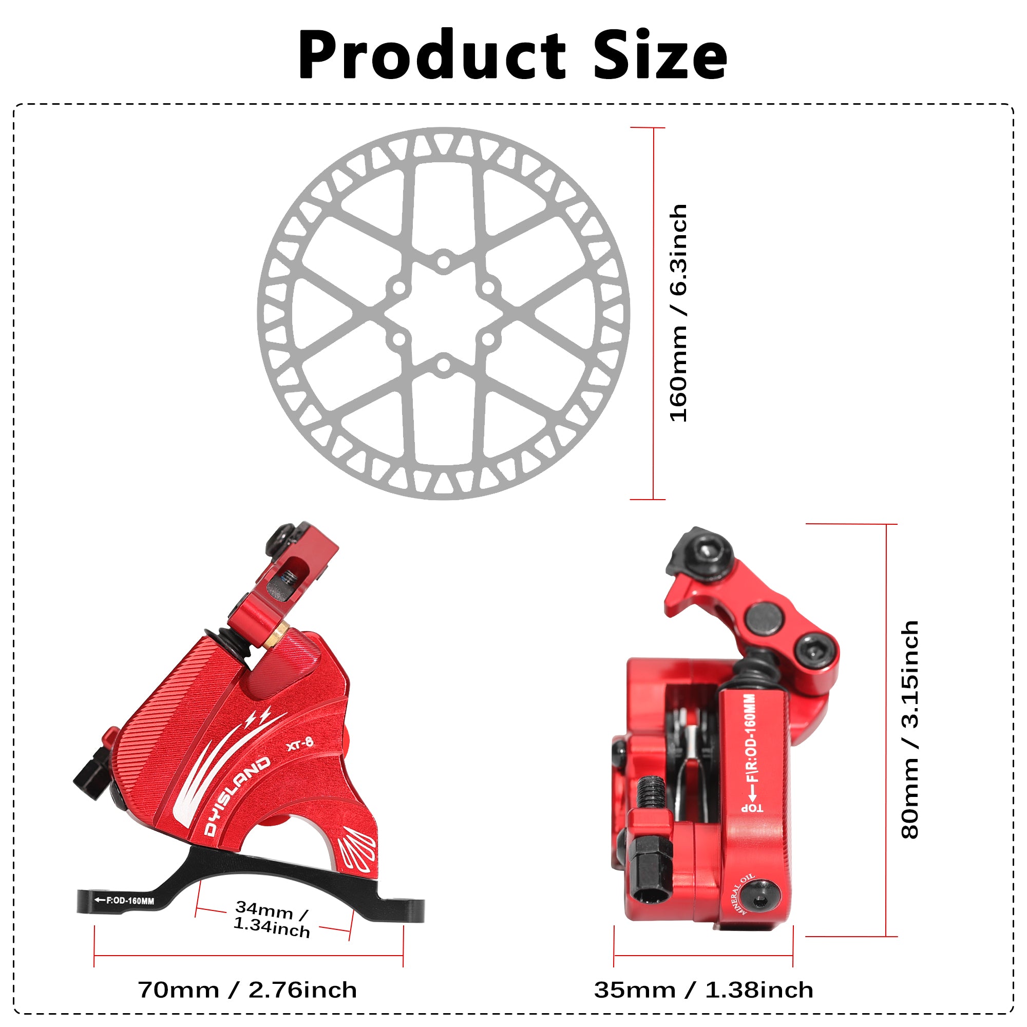 DYISLAND XT-8 Cable Actuated Road Bicycle Hydraulic Disc Brakes kit