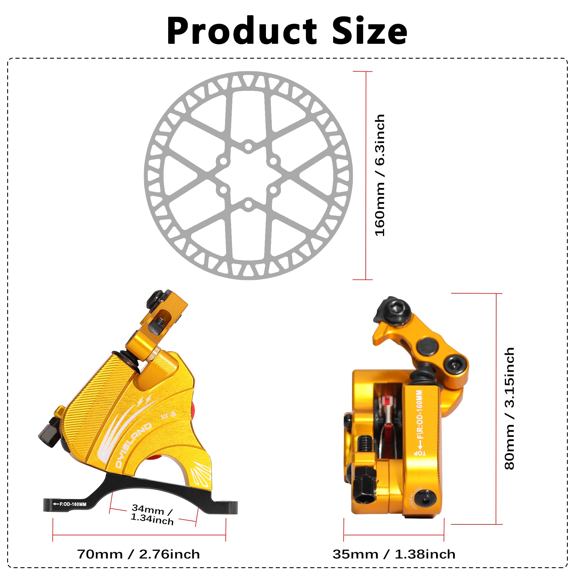 DYISLAND XT-8 Cable Actuated Road Bicycle Hydraulic Disc Brakes