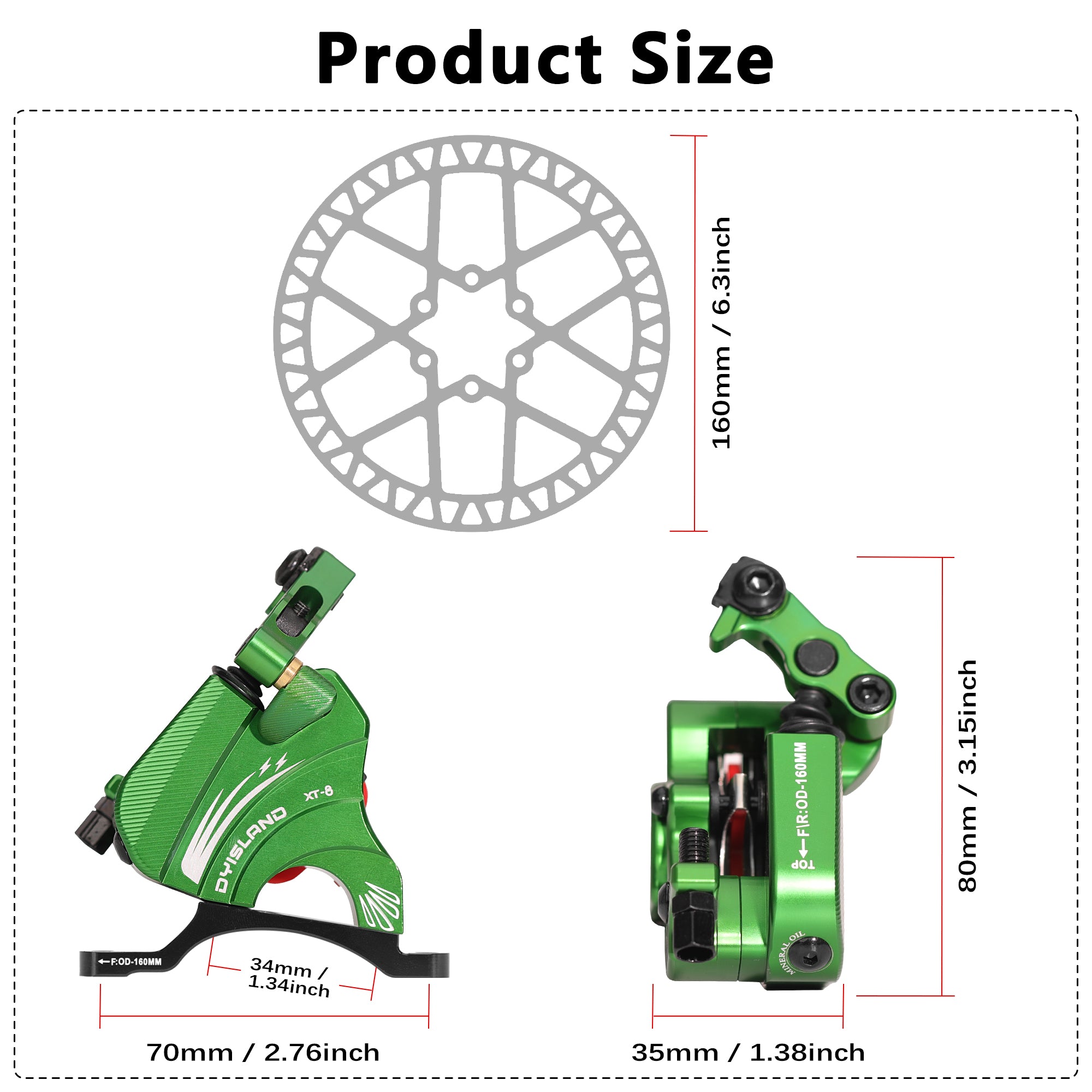 DYISLAND XT-8 Cable Actuated Road Bicycle Hydraulic Disc Brakes